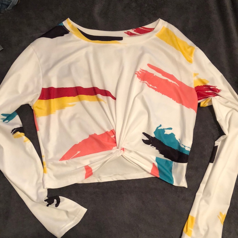 Silky long sleeved crop top
